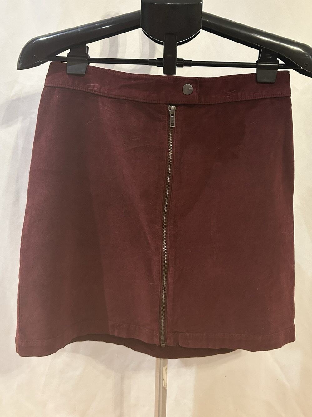 Madewell Skirt Womens 4 Burgundy Red Studio Zip Skirt Velvet Mini